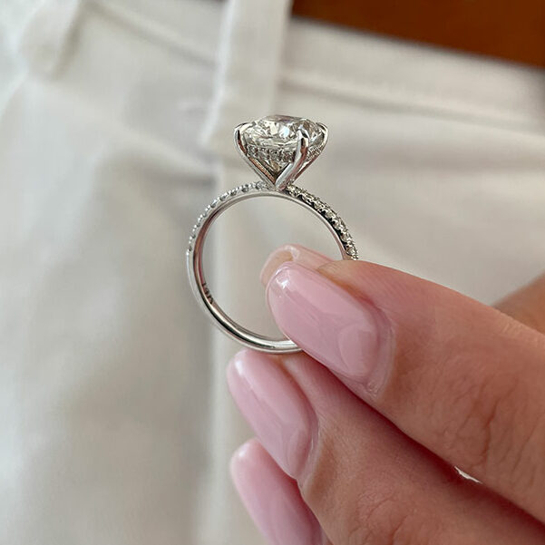 2.33 CT Elongated Cushion Pave Moissanite Engagement Ring