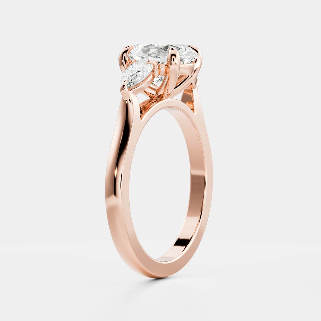1.5 CT Oval Three Stone Moissanite Engagement Ring