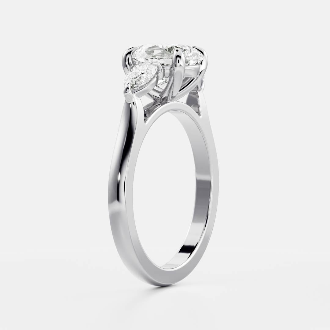 1.5 CT Oval Three Stone Moissanite Engagement Ring