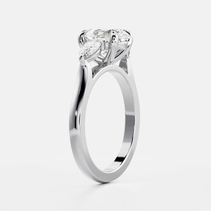1.5 CT Oval Three Stone Moissanite Engagement Ring