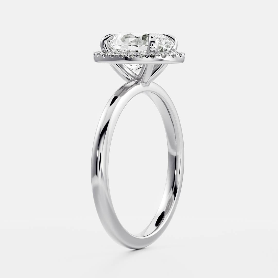 1 CT Oval Halo Moissanite Engagement Ring