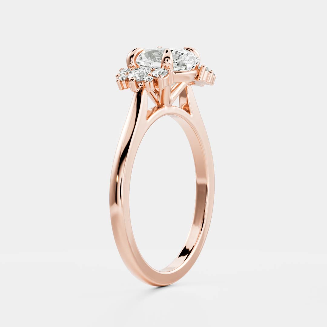 1 CT Oval Cluster Moissanite Engagement Ring