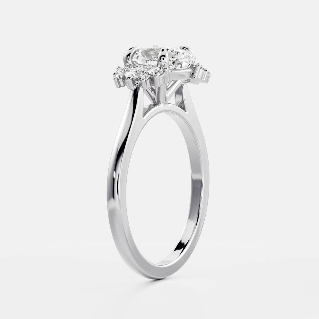 1 CT Oval Cluster Moissanite Engagement Ring