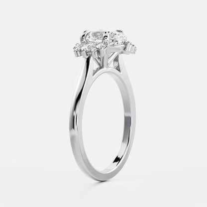 1 CT Oval Cluster Moissanite Engagement Ring