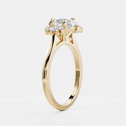 1 CT Oval Cluster Moissanite Engagement Ring