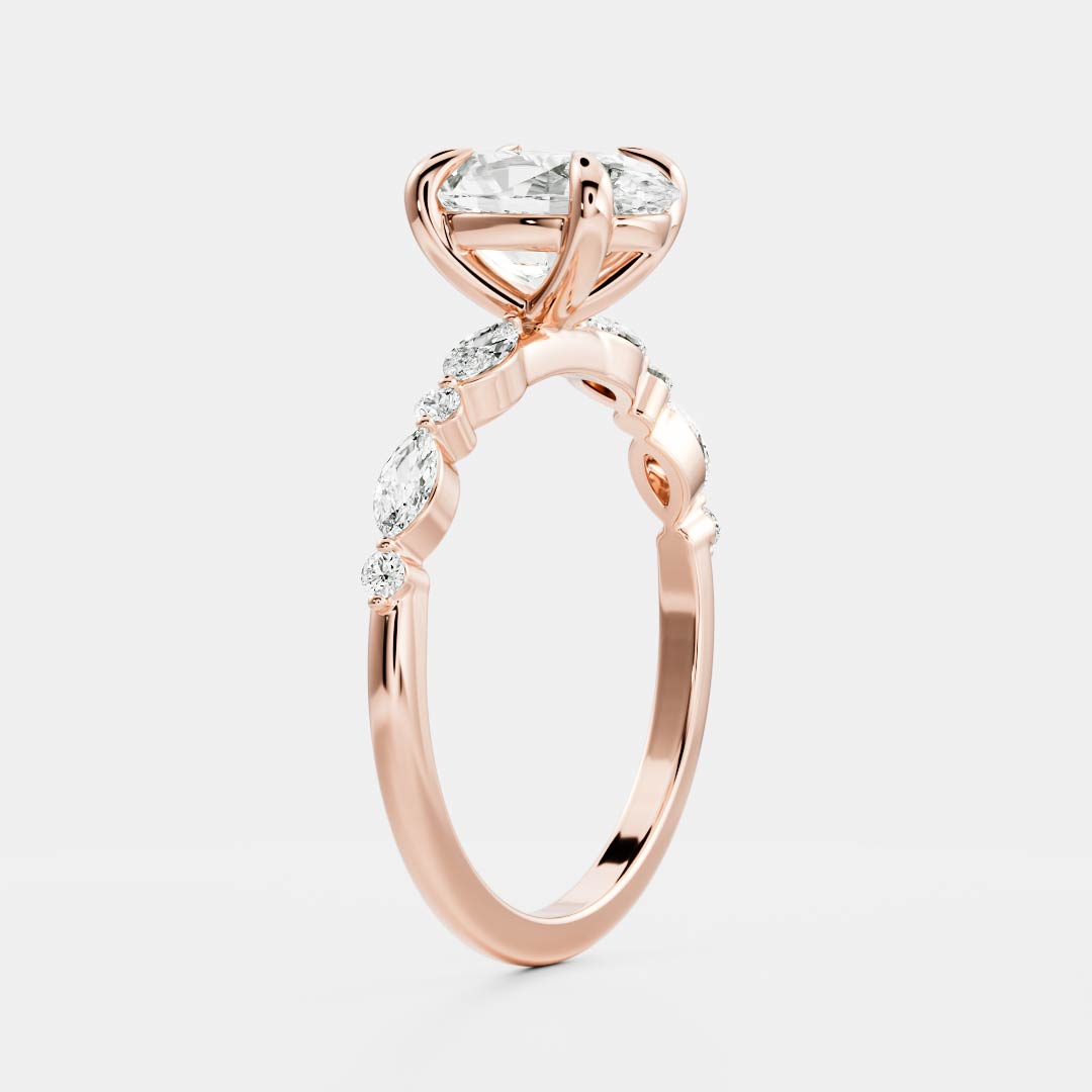 1.5 CT Oval Pave Moissanite Engagement Ring