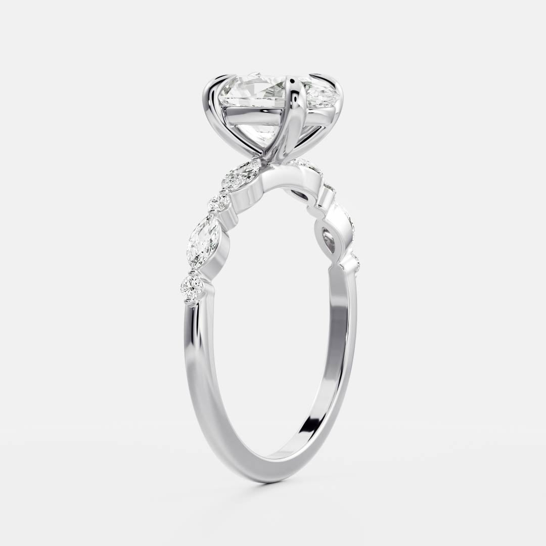 1.5 CT Oval Pave Moissanite Engagement Ring