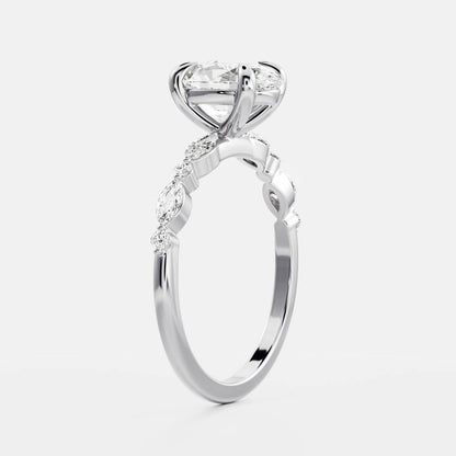 1.5 CT Oval Pave Moissanite Engagement Ring