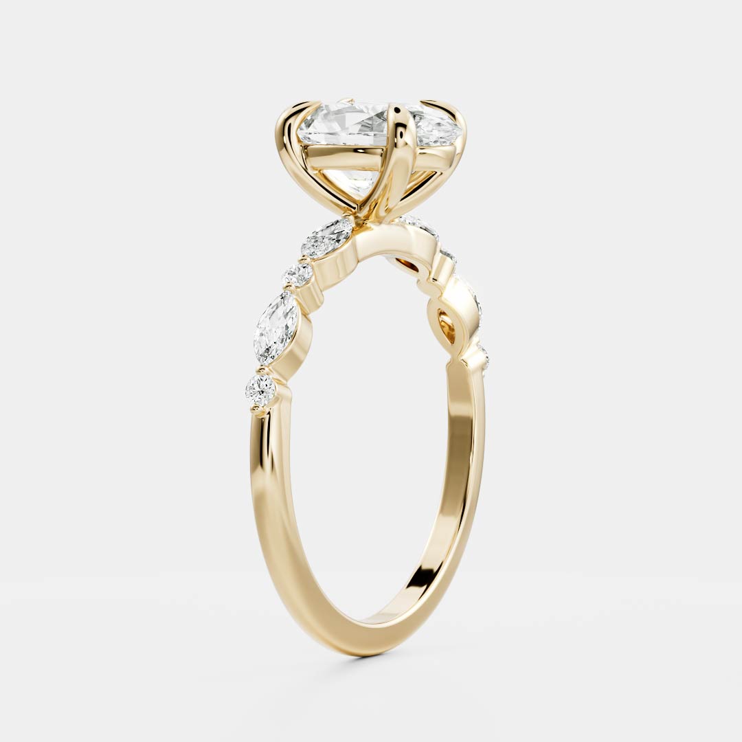 1.5 CT Oval Pave Moissanite Engagement Ring