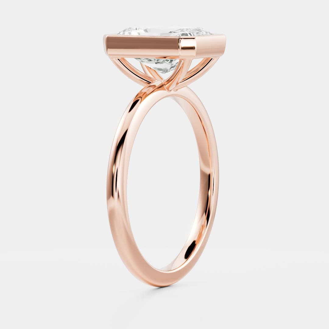 1 CT Radiant Bezel Moissanite Engagement Ring
