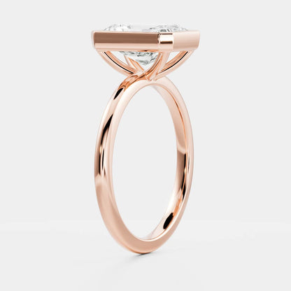 1 CT Radiant Bezel Moissanite Engagement Ring