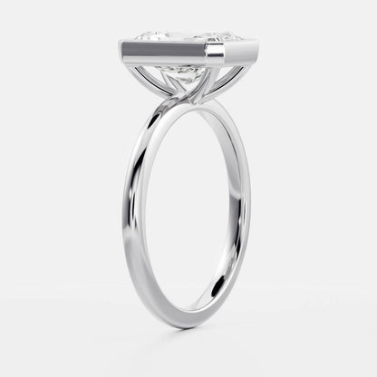 1 CT Radiant Bezel Moissanite Engagement Ring