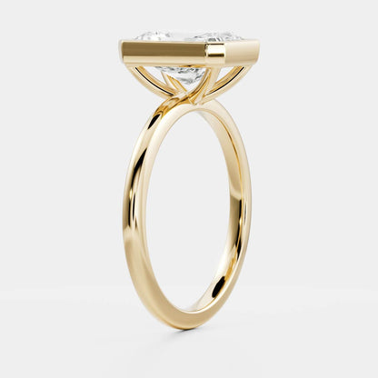1 CT Radiant Bezel Moissanite Engagement Ring
