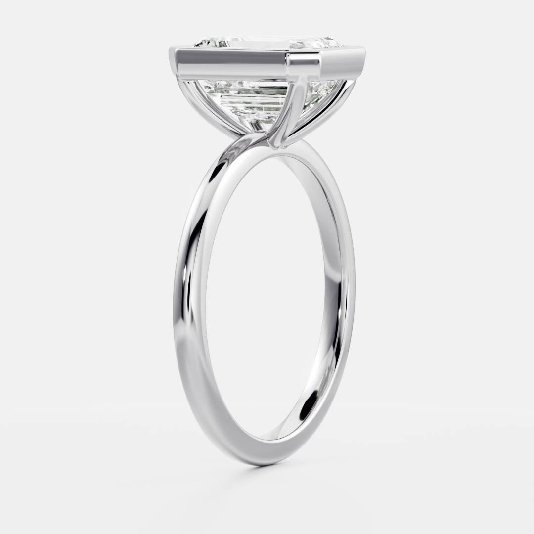 1 CT Emerald Bezel Moissanite Engagement Ring
