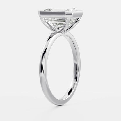 1 CT Emerald Bezel Moissanite Engagement Ring