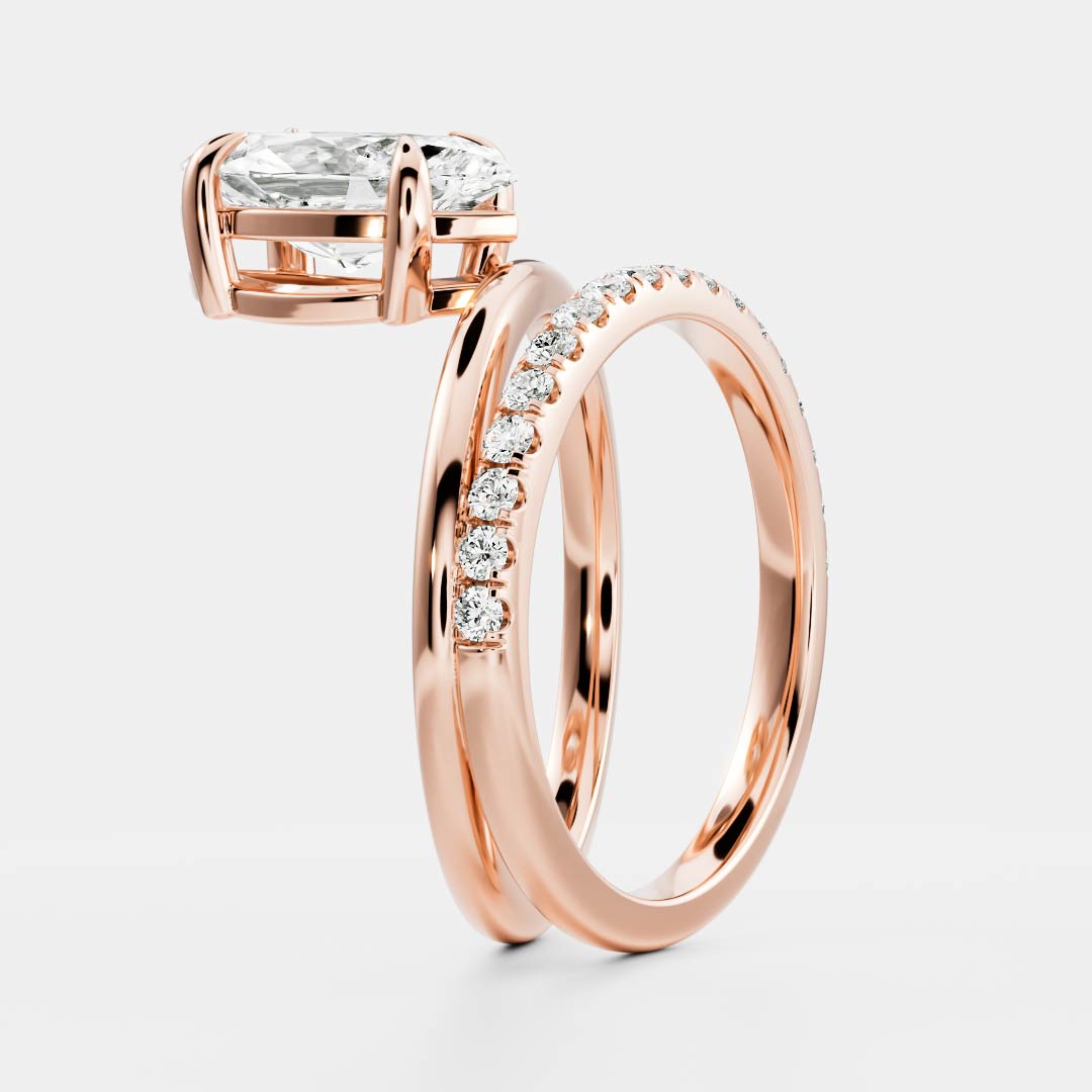 1.5 CT Marquise Double Shank & Pave Moissanite Engagement Ring