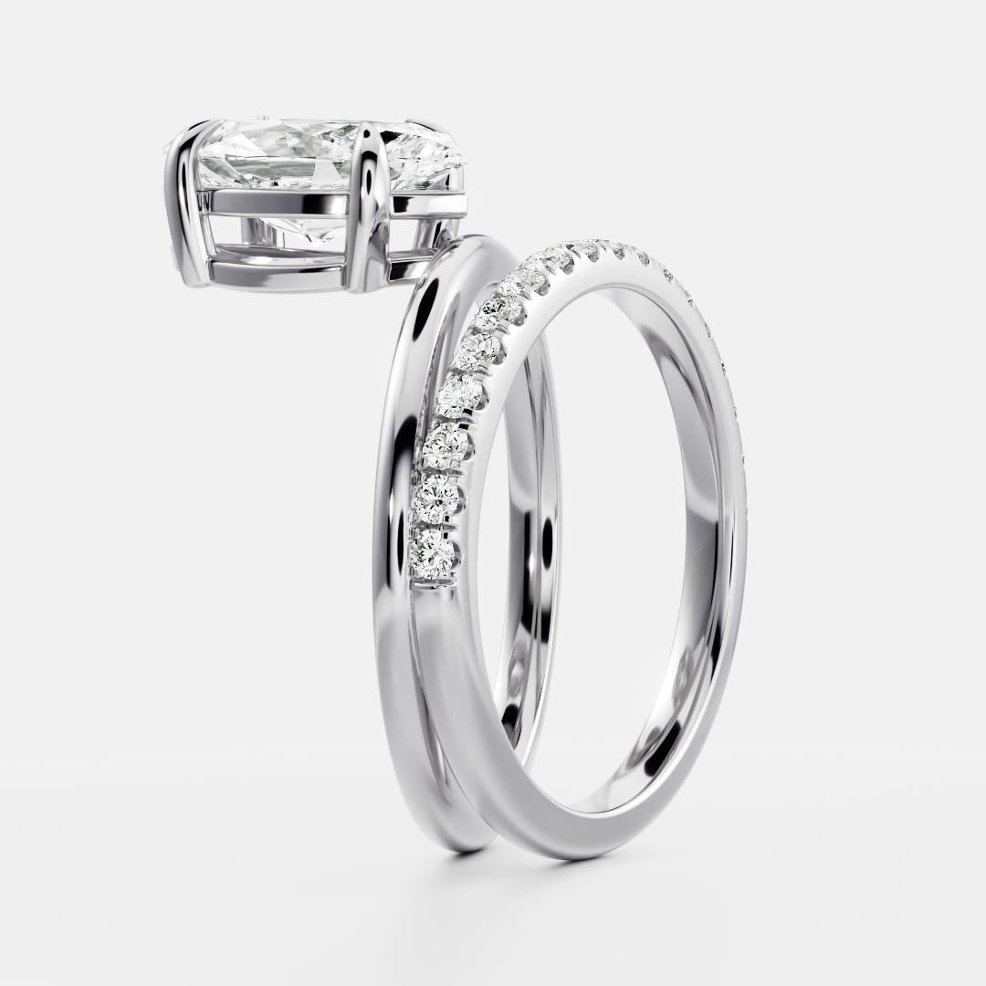 1.5 CT Marquise Double Shank & Pave Moissanite Engagement Ring