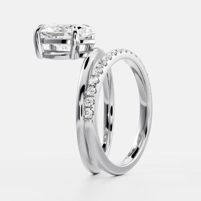 1.5 CT Marquise Double Shank & Pave Moissanite Engagement Ring