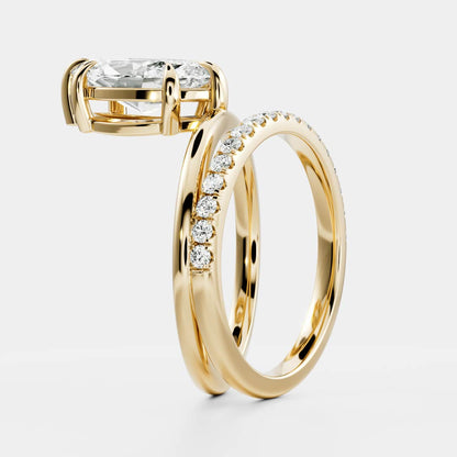 1.5 CT Marquise Double Shank & Pave Moissanite Engagement Ring