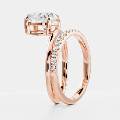 1.5 CT Pear Double Shank & Pave Moissanite Engagement Ring