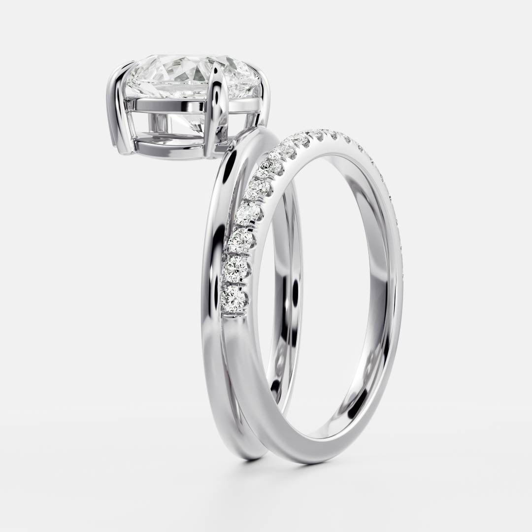 1.5 CT Pear Double Shank & Pave Moissanite Engagement Ring