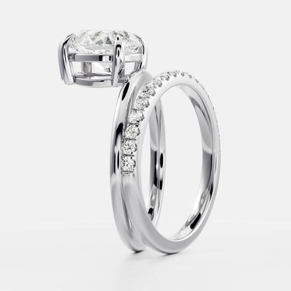 1.5 CT Pear Double Shank & Pave Moissanite Engagement Ring