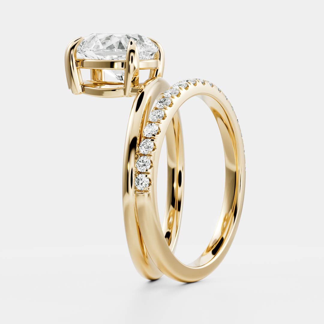 1.5 CT Pear Double Shank & Pave Moissanite Engagement Ring