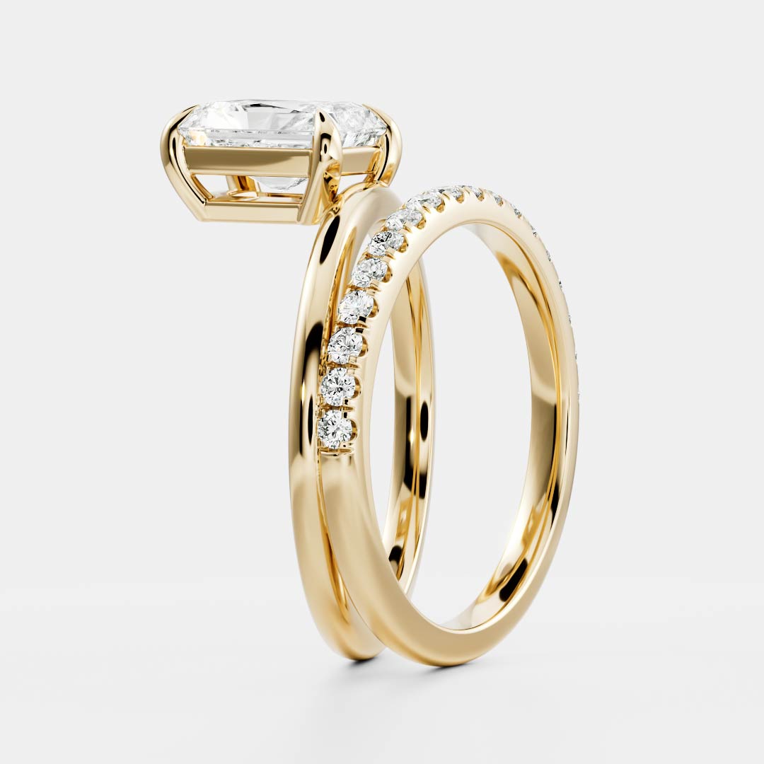 1.5 CT Radiant Double Shank & Pave Moissanite Engagement Ring