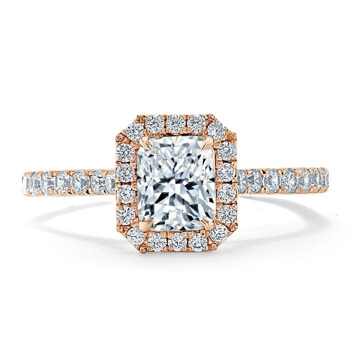 1.0 CT Radiant Cut Halo Pave Setting Moissanite Engagement Ring 7