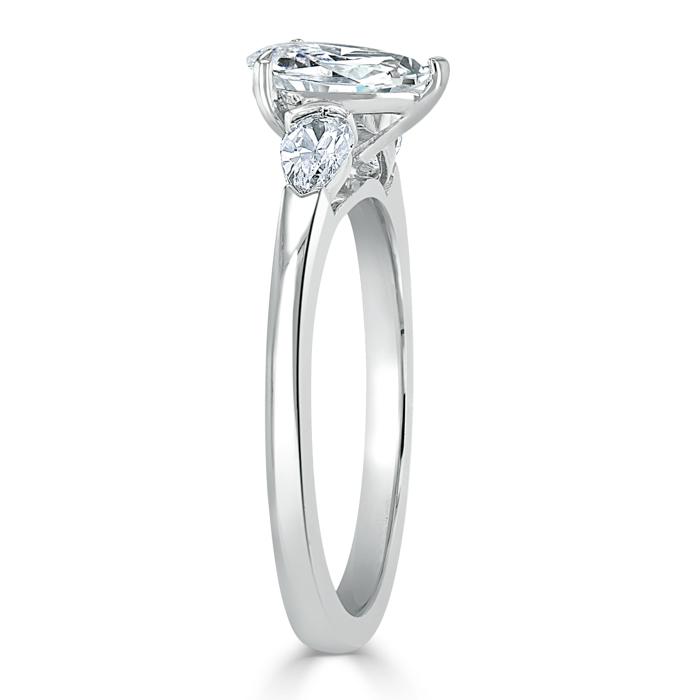 1.0 CT Pear Cut Moissanite Three Stone Engagement Ring 3