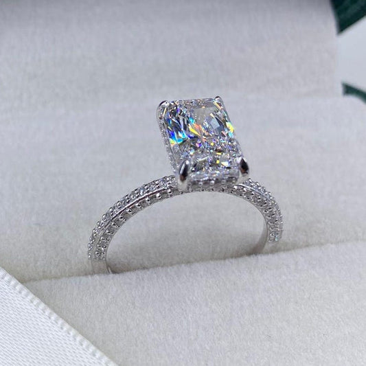 2.5 CT Radiant Pave Moissanite Engagement Ring