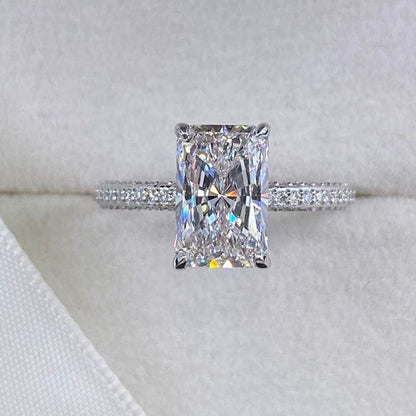 2.5 CT Radiant Pave Moissanite Engagement Ring