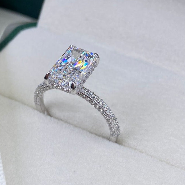2.5 CT Radiant Pave Moissanite Engagement Ring