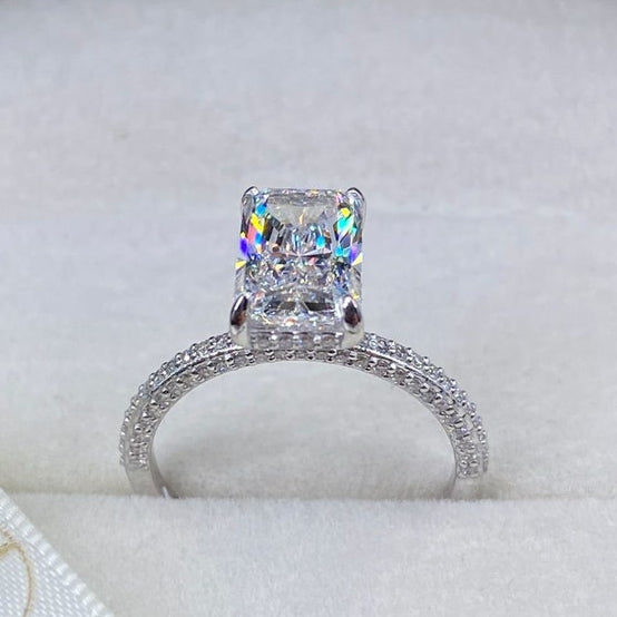 2.5 CT Radiant Pave Moissanite Engagement Ring