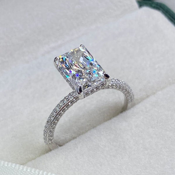 2.5 CT Radiant Pave Moissanite Engagement Ring
