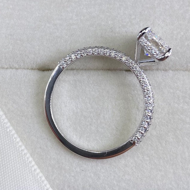 2.5 CT Radiant Pave Moissanite Engagement Ring