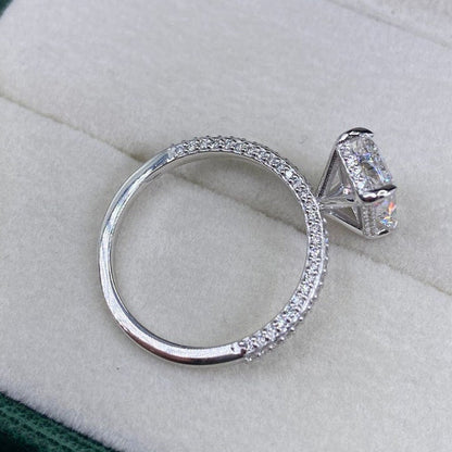 2.5 CT Radiant Pave Moissanite Engagement Ring