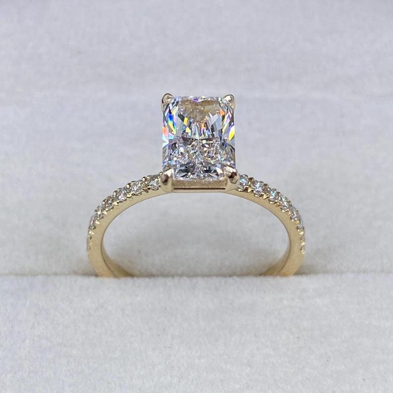 2.30 CT Radiant Pave Moissanite Engagement Ring