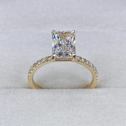2.30 CT Radiant Pave Moissanite Engagement Ring