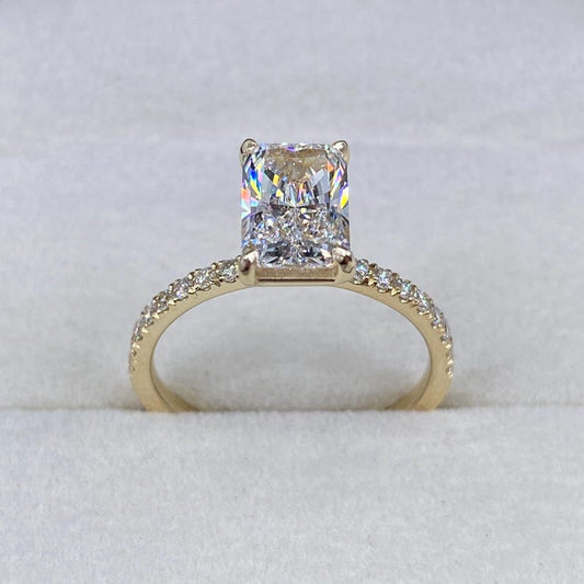 2.30 CT Radiant Pave Moissanite Engagement Ring