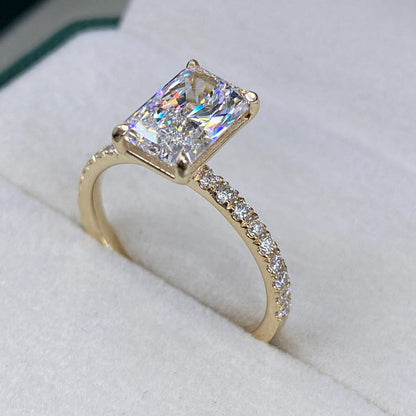 2.30 CT Radiant Pave Moissanite Engagement Ring