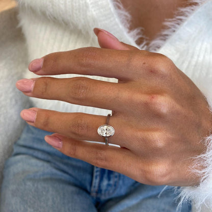 1 CT Oval Bezel Moissanite Engagement Ring