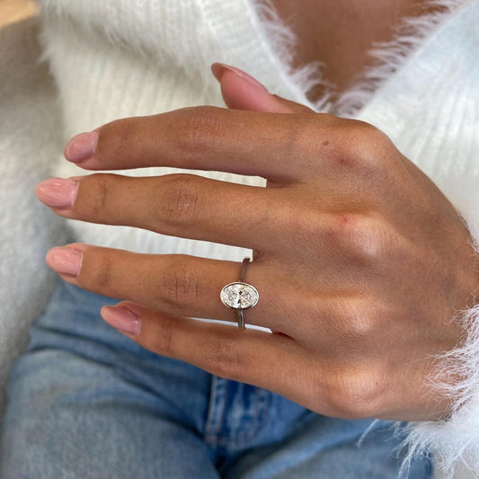1 CT Oval Bezel Moissanite Engagement Ring