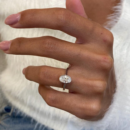 1 CT Oval Bezel Moissanite Engagement Ring
