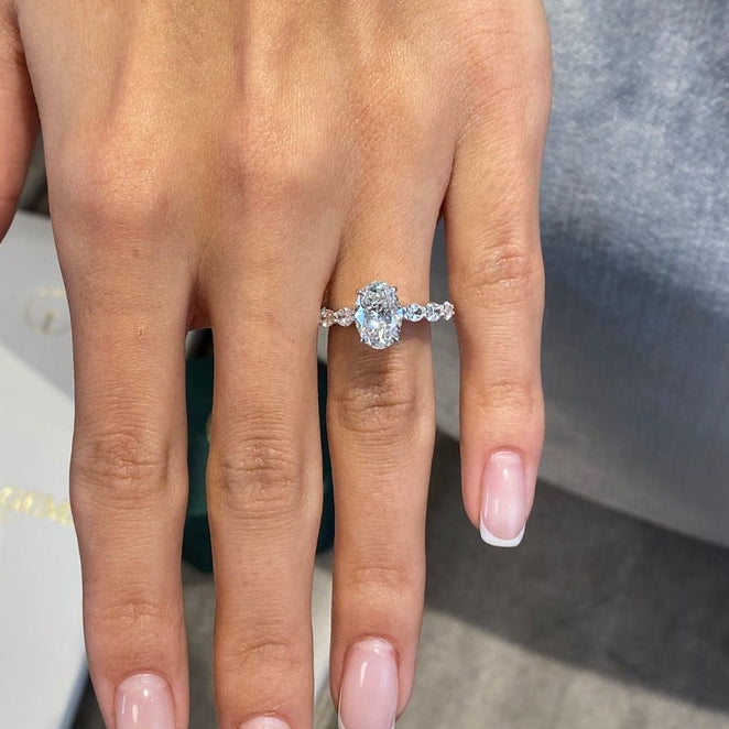1.75 CT Oval Pave Moissanite Engagement Ring