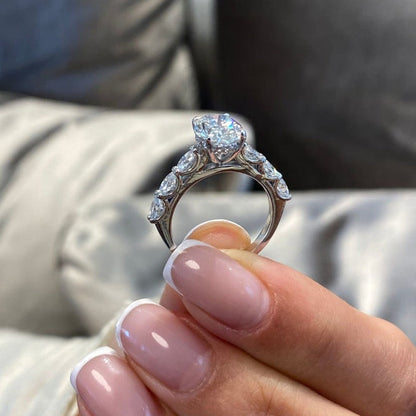 1.75 CT Oval Pave Moissanite Engagement Ring