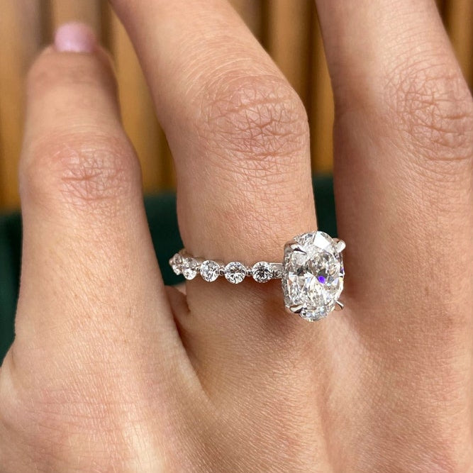 1.75 CT Oval Pave Moissanite Engagement Ring