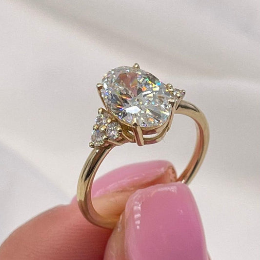 2.5 CT Oval Cluster Moissanite Engagement Ring