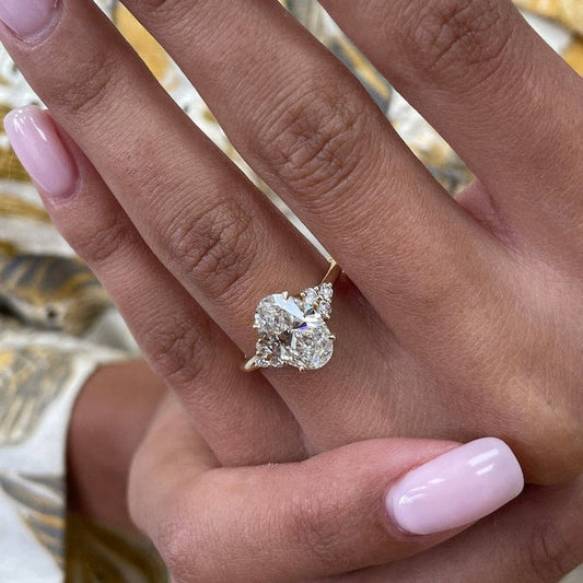 2.5 CT Oval Cluster Moissanite Engagement Ring