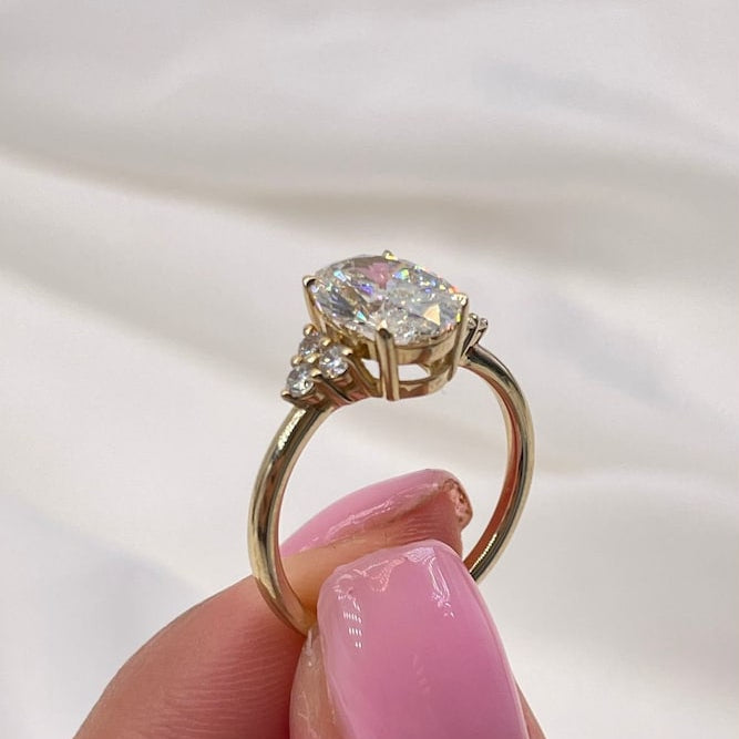 2.5 CT Oval Cluster Moissanite Engagement Ring